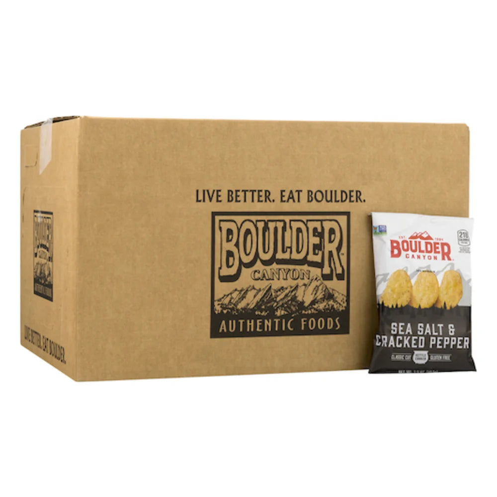 Boulder Canyon Kettle Chips Sea Salt Cracked Pepper, 1.5 Ounce — 55 Per Case