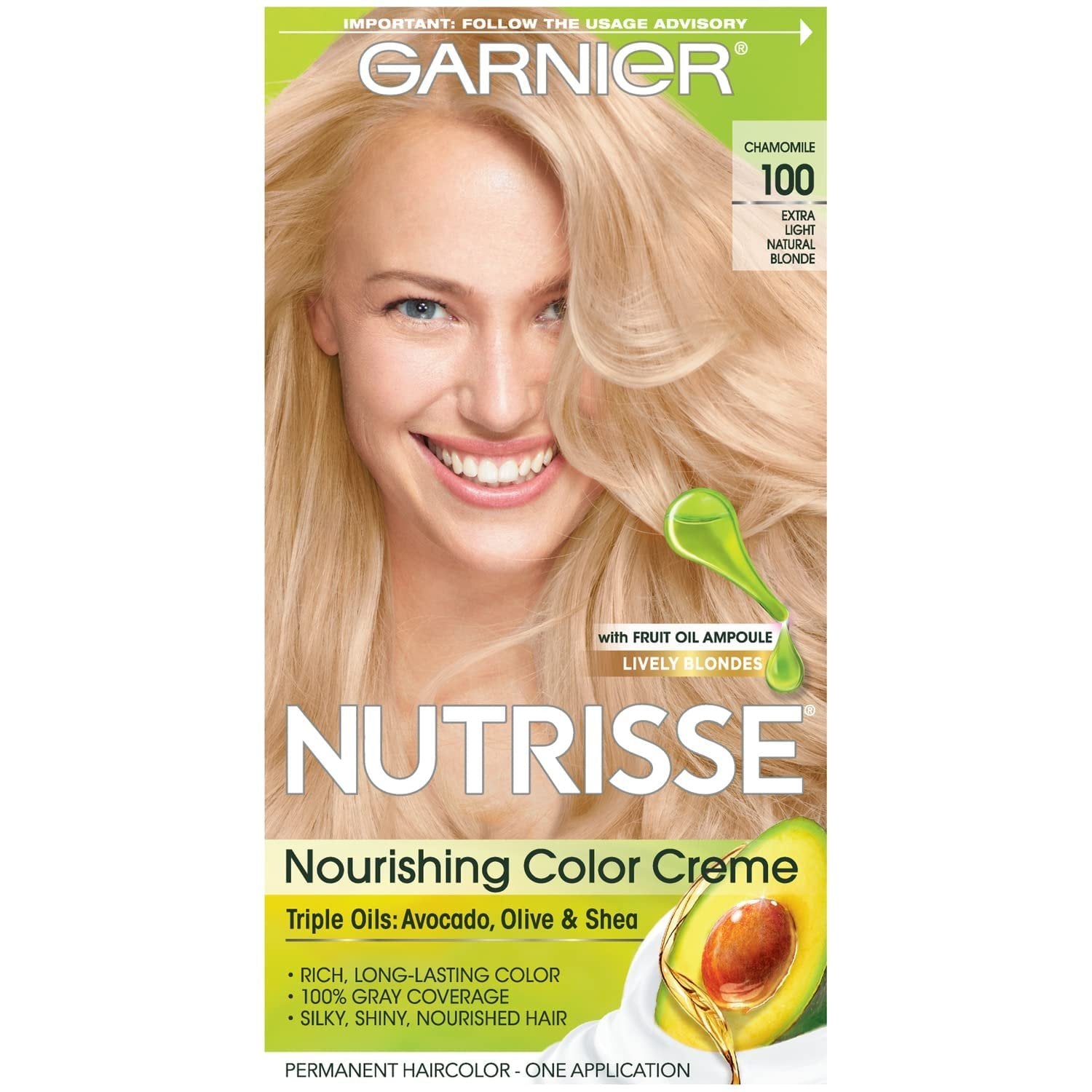 Garnier Nutrisse Hair Color Extra-Light Natural Blonde #100 (Pack of 3)/12pk
