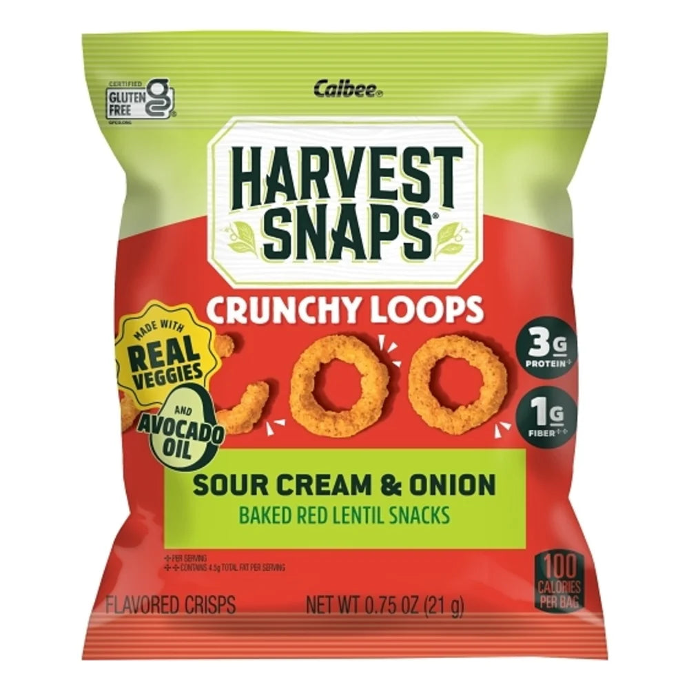 Harvest Snaps Crunchy Loops Sour Cream & Onion, 0.75 Ounce — 24 Per Case