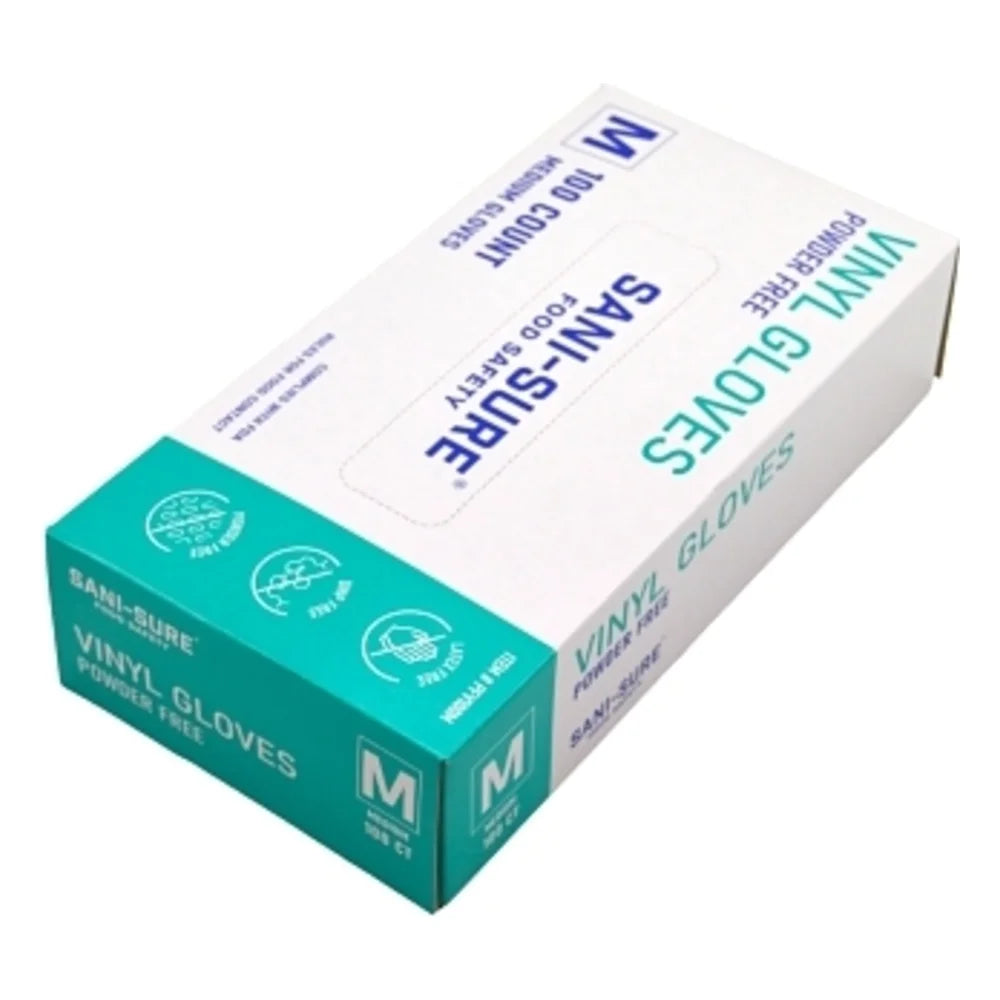 Sani-Sure Vinyl Powder Free Medium Glove, 100 Count — 10 Per Case