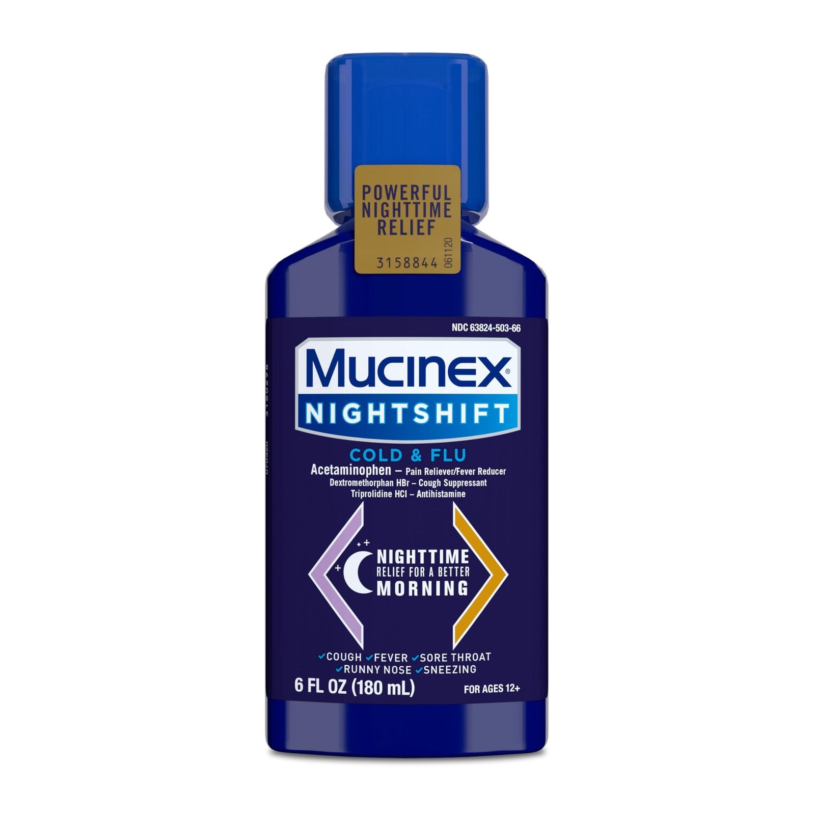 Mucinex Nightshift Cold & Flu Liquid (6 oz)/6pk