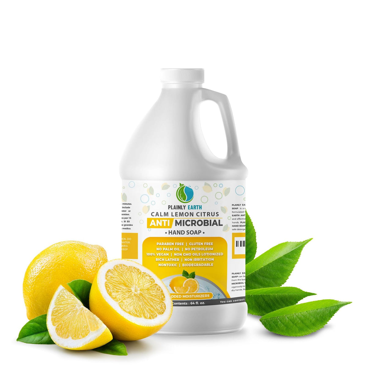 Plainly Earth Antimicrobial Hand Soap Lemon Citrus (64 oz)/12pk