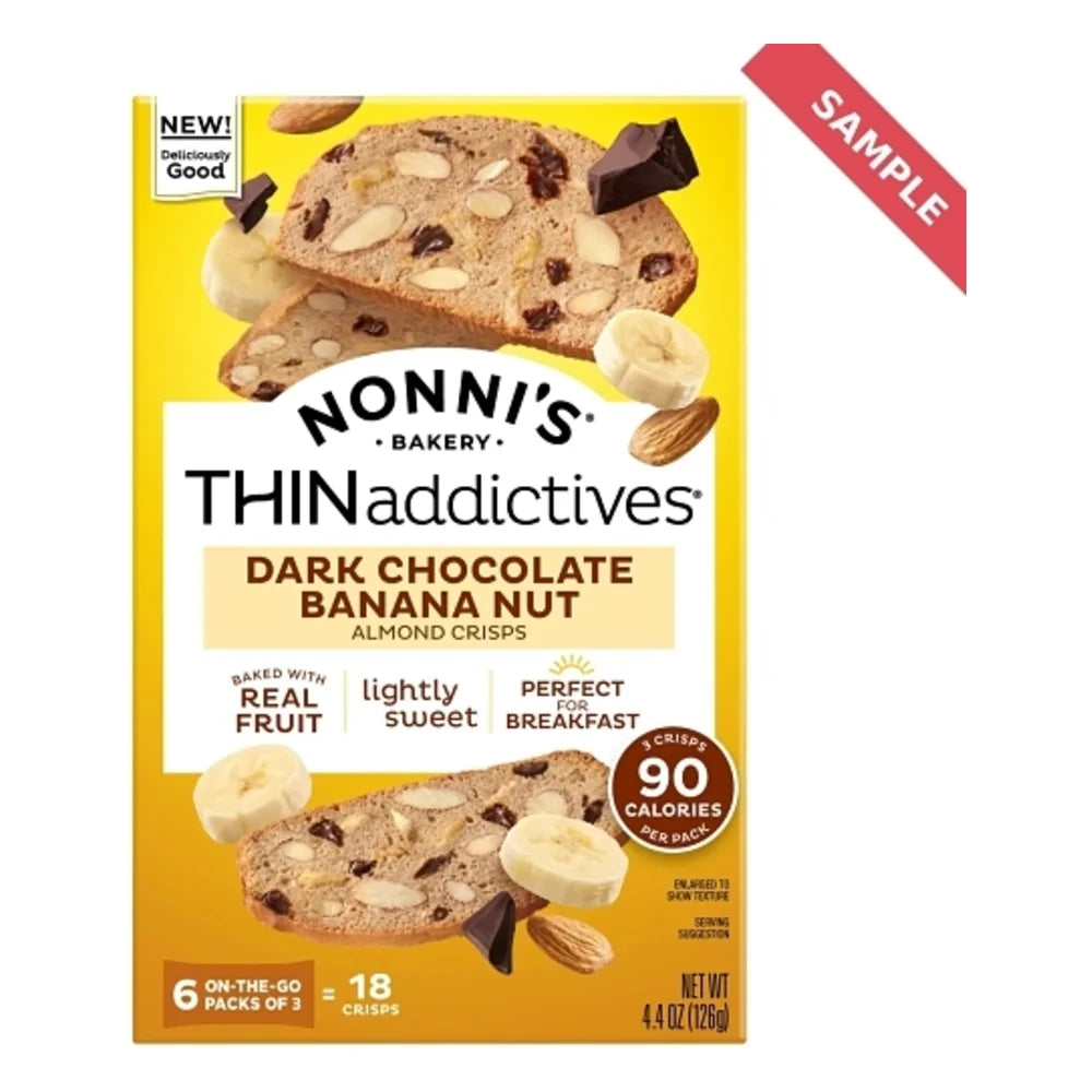 THINaddictives Dark Chocolate Banana Almond Thins, 4.4 Ounce — 6 Per Case