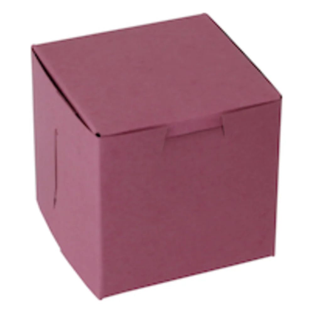 Boxit Strawberry Pink 1 Piece Cornerlock Bakery Box, 4 Inch X 4 Inch X 4 Inch — 200 Per Case