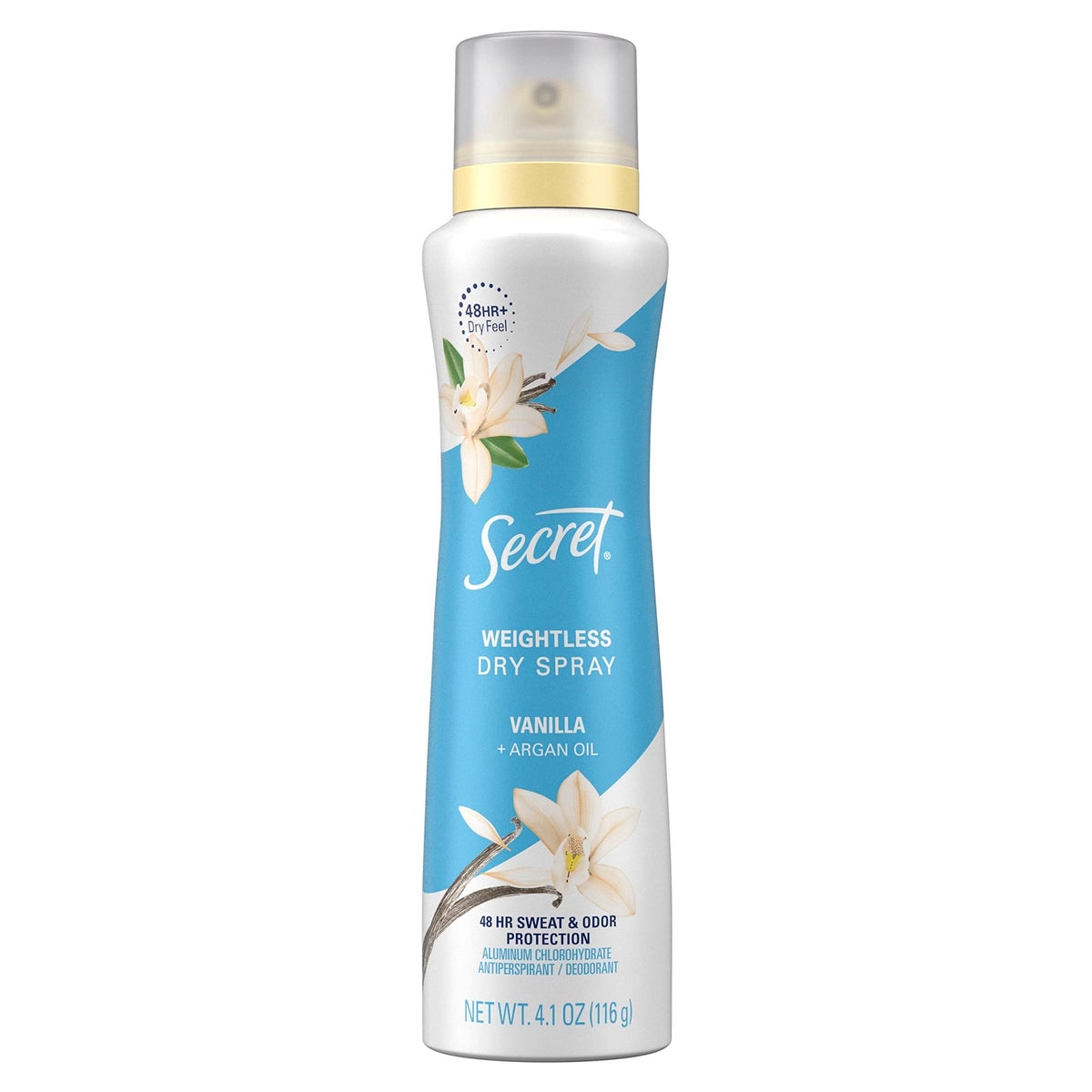 Secret Dry Spray Deodorant Vanilla & Argan Oil (4.1 oz)/12pk