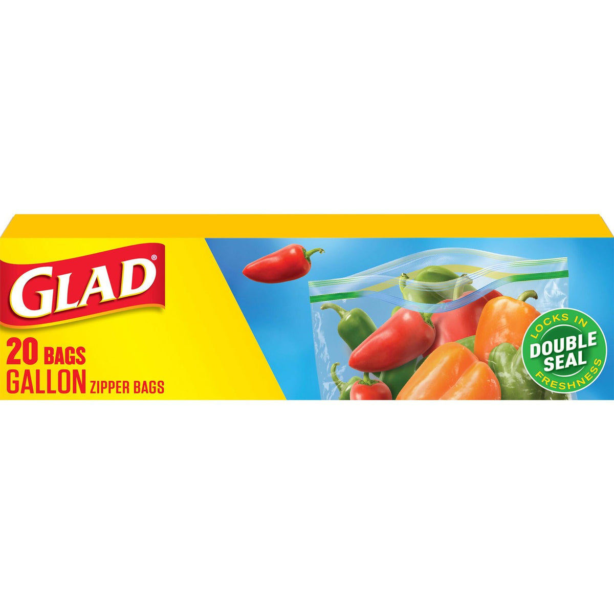 Glad Zipper Food Storage Bags Gallon (20 Count)/12pk