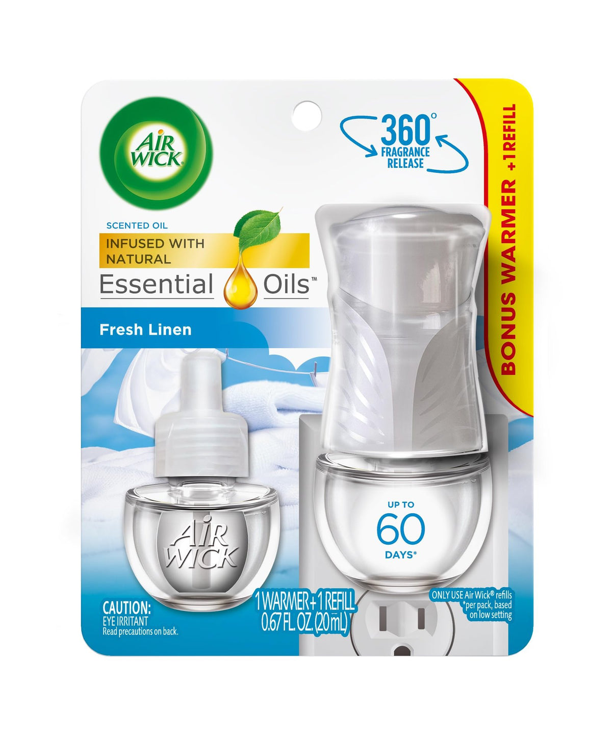 Air Wick Plug-In Kit Fresh Linen (1 warmer + refill)/6pk