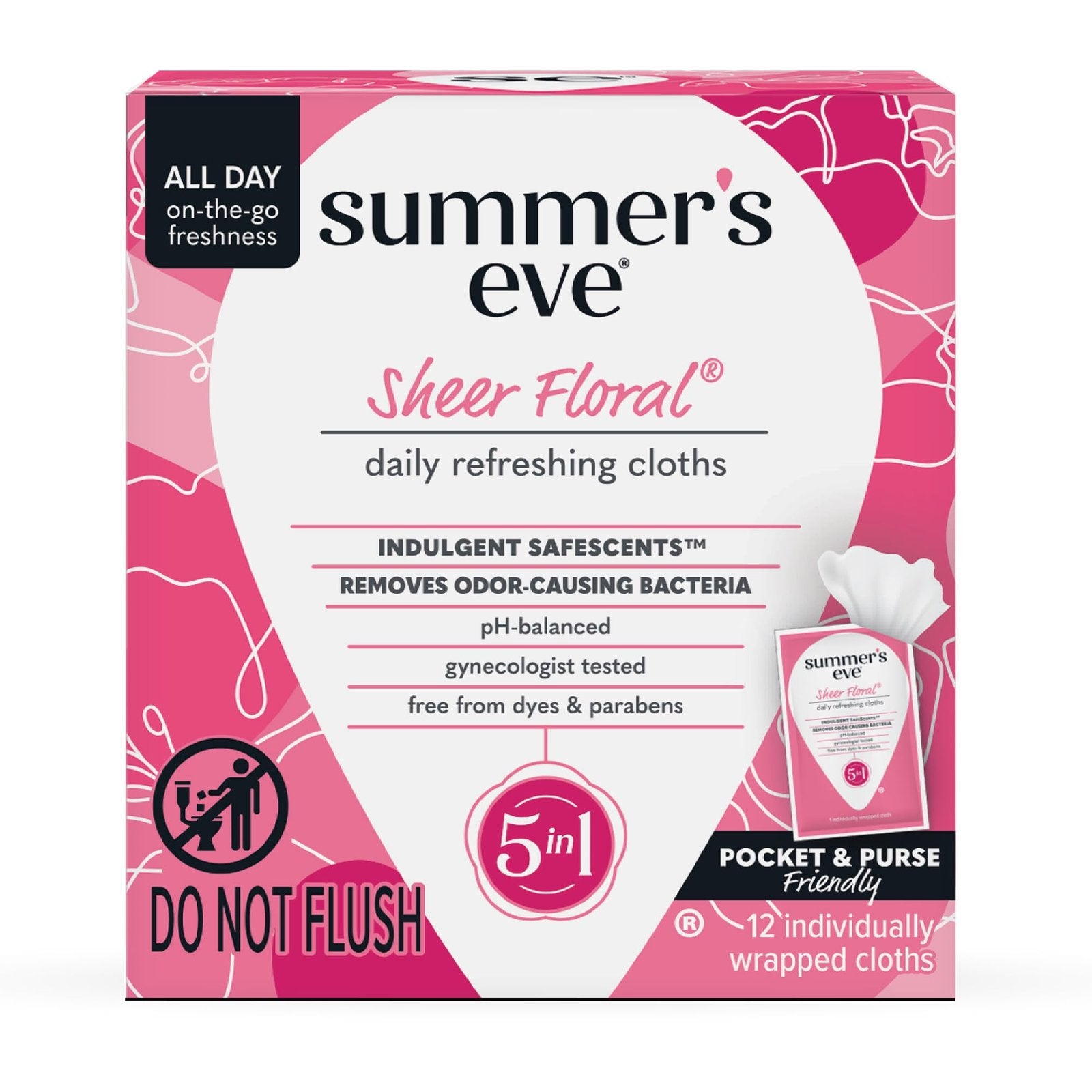 Summer's Eve Feminine Wipes Sheer Floral (12 ct)/12pk