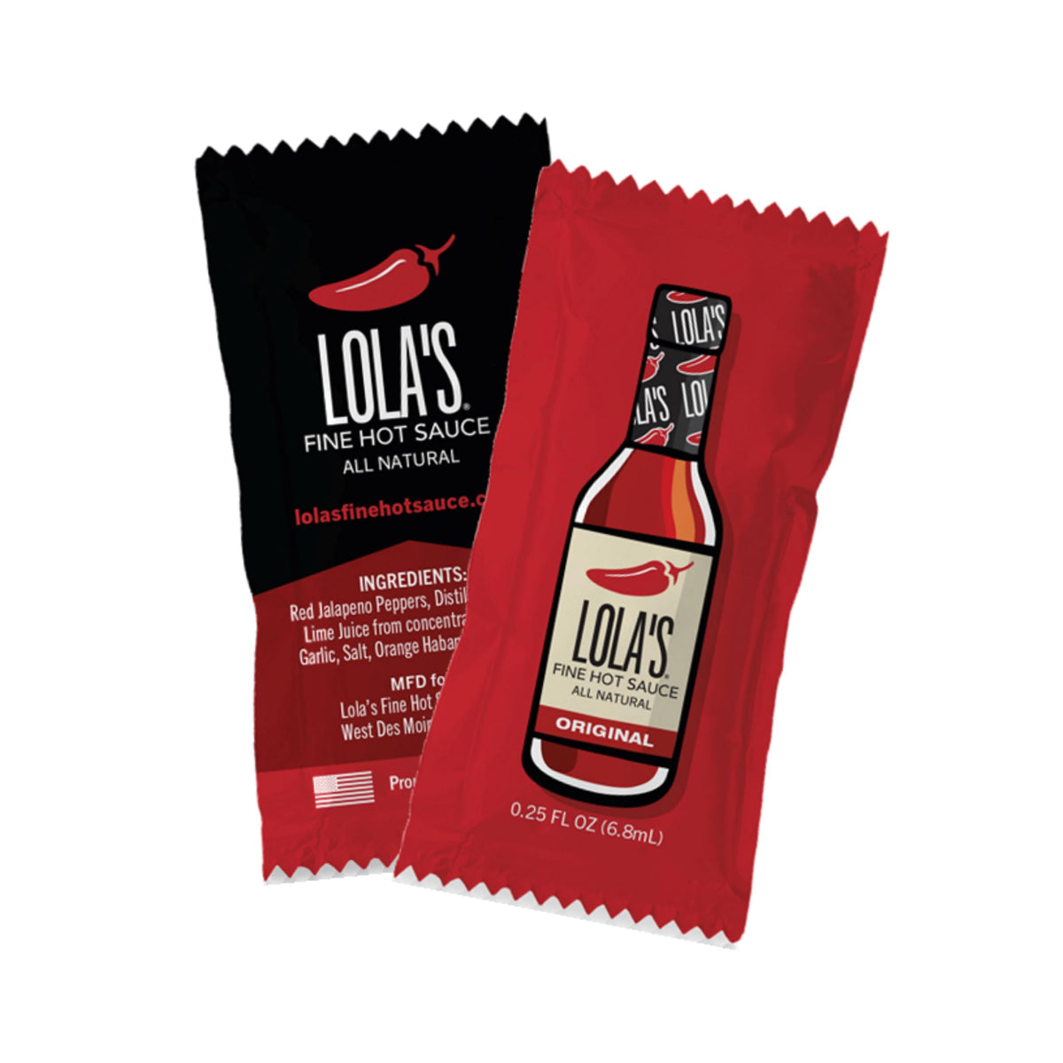 Lola's Fine Hot Sauce Original Single Serve Packets, 200 Each — 200 Per Case