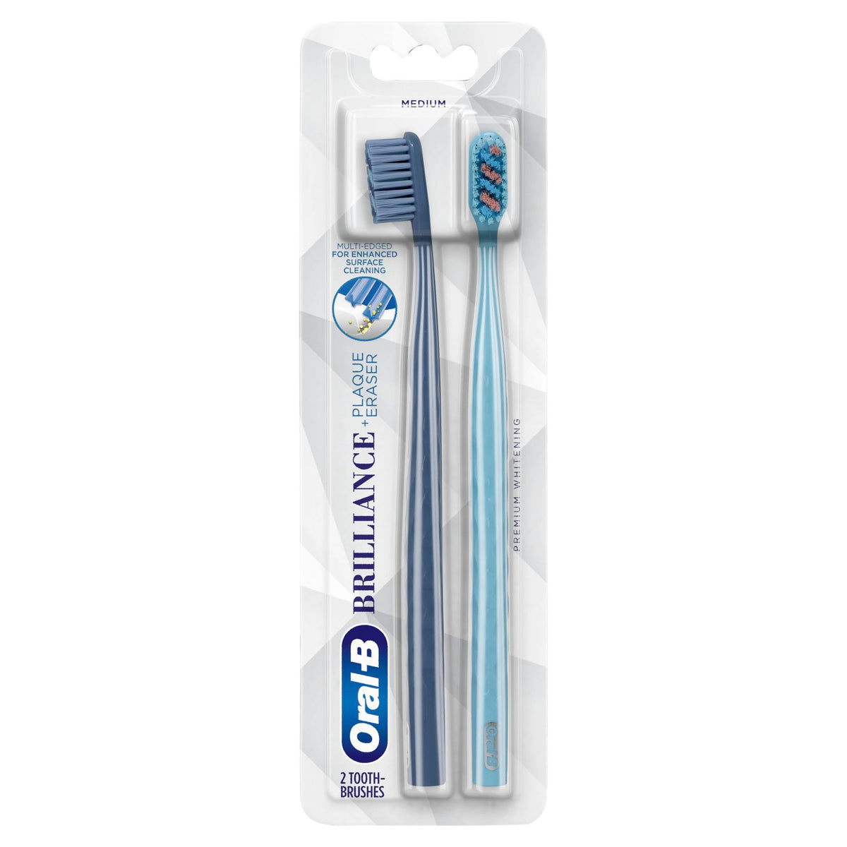 Oral-B Brilliance Toothbrush Medium (2 Count)/72pk