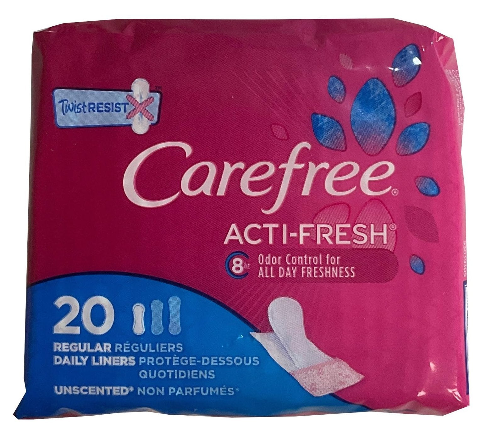 Carefree Pantiliners Regular Unscented (20 ct, 3-pack)/12pk