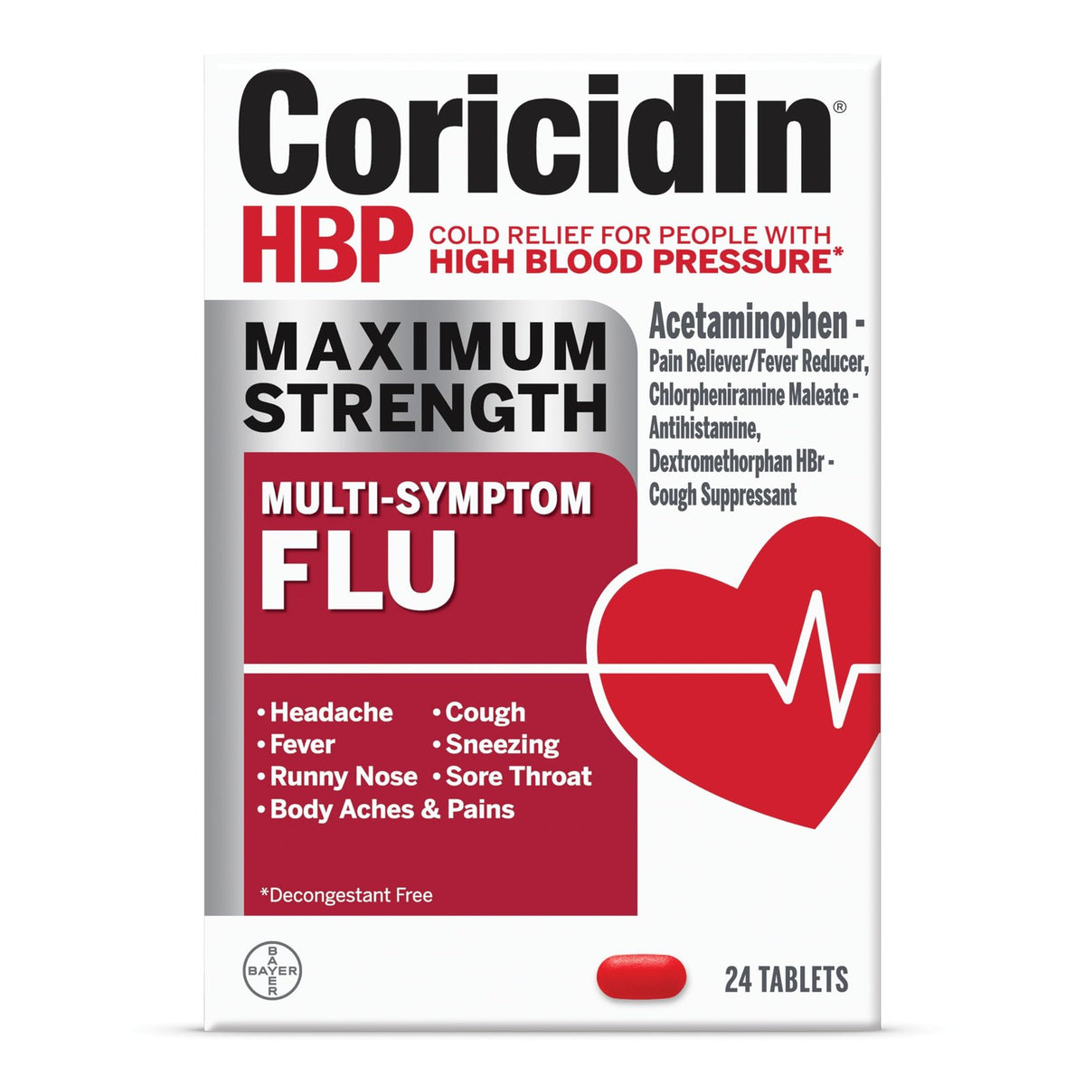 Coricidin HBP Multi-Symptom Flu Tablets (24 ct)/24pk