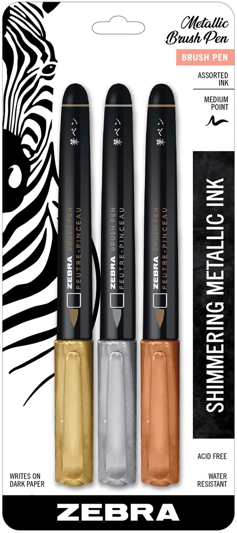 Zebra Metallic Brush Pen (21-pack)/48pk