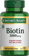 Nature's Bounty Biotin 5000 mcg Softgels (150 ct)/24pk