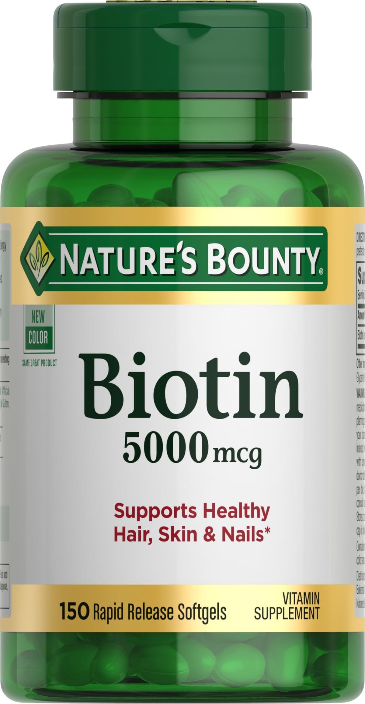 Nature's Bounty Biotin 5000 mcg Softgels (150 ct)/24pk