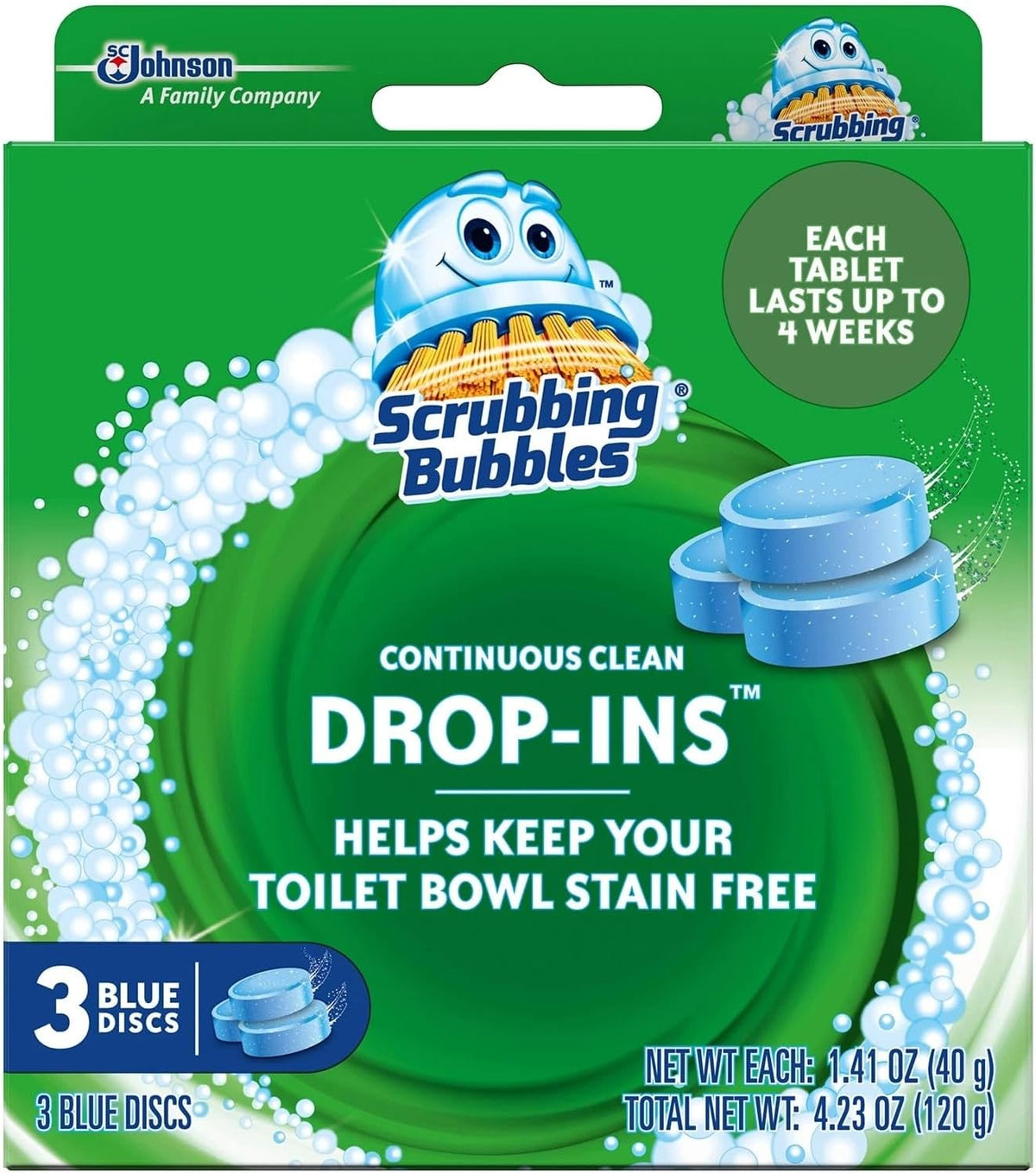 Scrubbing Bubbles Drop-ins Blue, 4.23 OZ, 3 ct — 6 Per Case