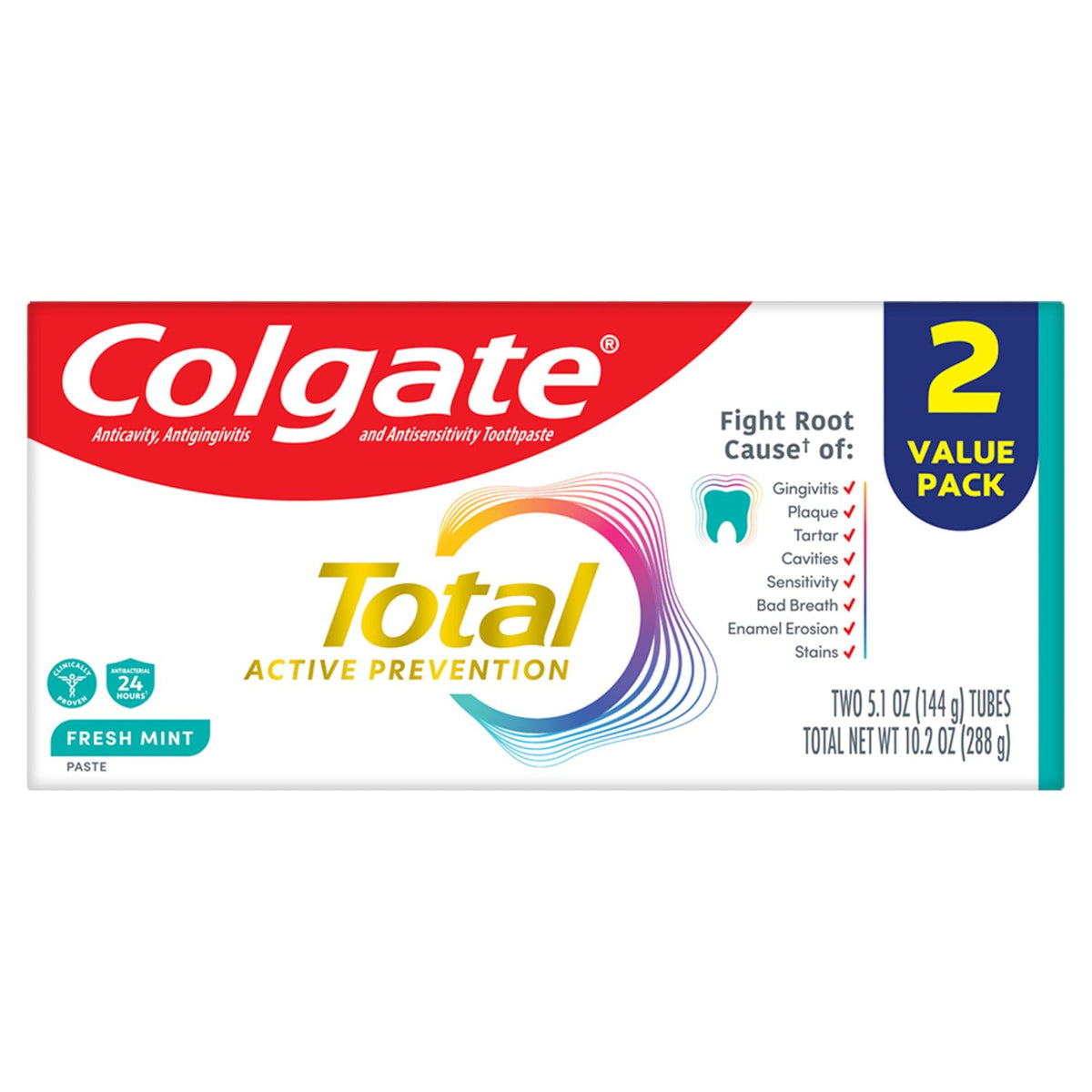 Colgate Total Toothpaste Fresh Mint (5.1 oz, 2-pack)/24pk