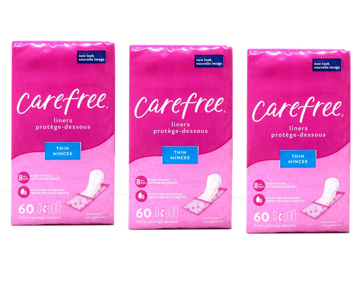 Carefree Pantiliners Thin To Go Unscented (60 ct, 3-pack)/8pk