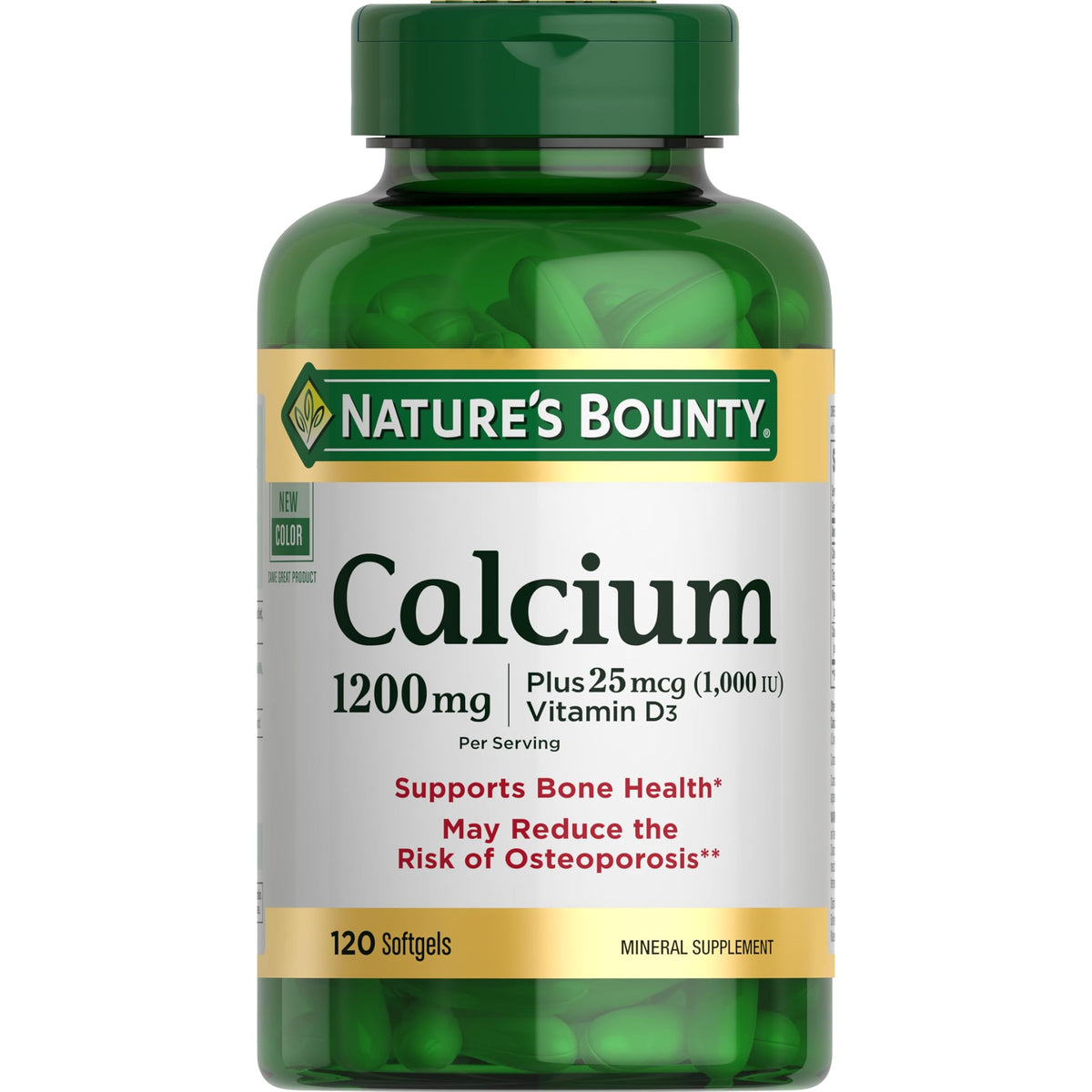 Nature's Bounty Calcium 1200mg+D #13437, 120 ct — 24 Per Case