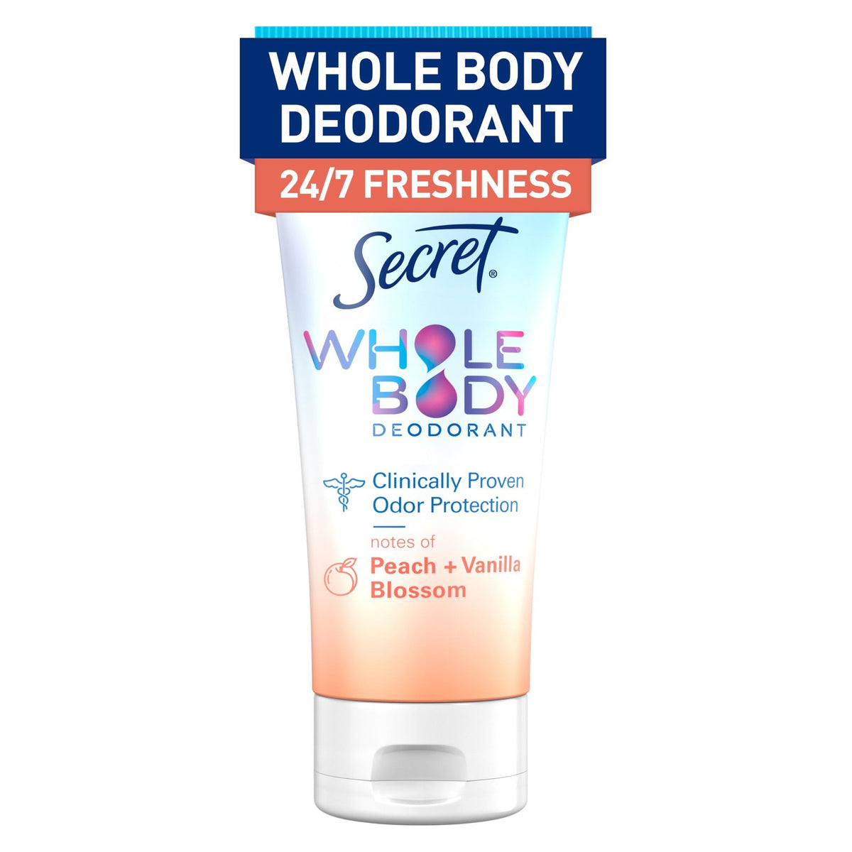 Secret Whole Body Deodorant Cream Peach & Vanilla (3 oz)/12pk