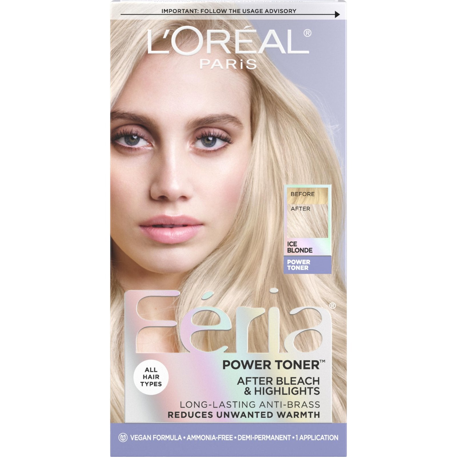 L’Oreal Feria Anti-Brass Hair Toner Ice Blonde (1 ct)/12pk