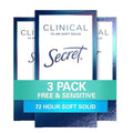 Secret Clinical Strength Deodorant Free & Sensitive (1.6 oz, 3 Pack)/12pk