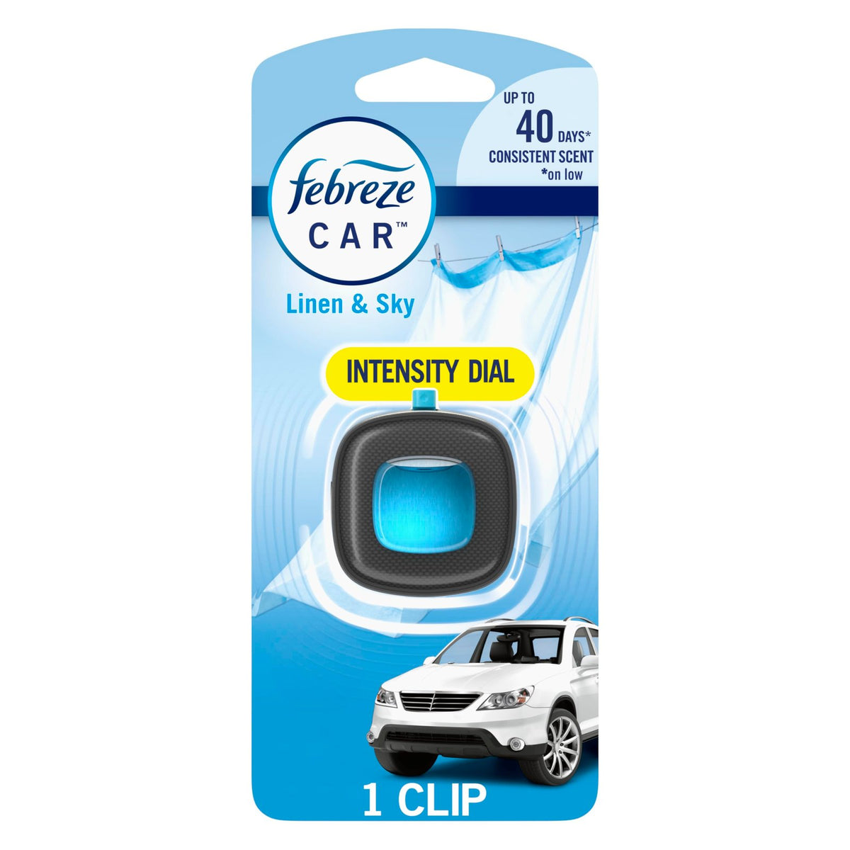 Febreze Car Vent Clip Air Freshener Linen & Sky (1 Count)/8pk