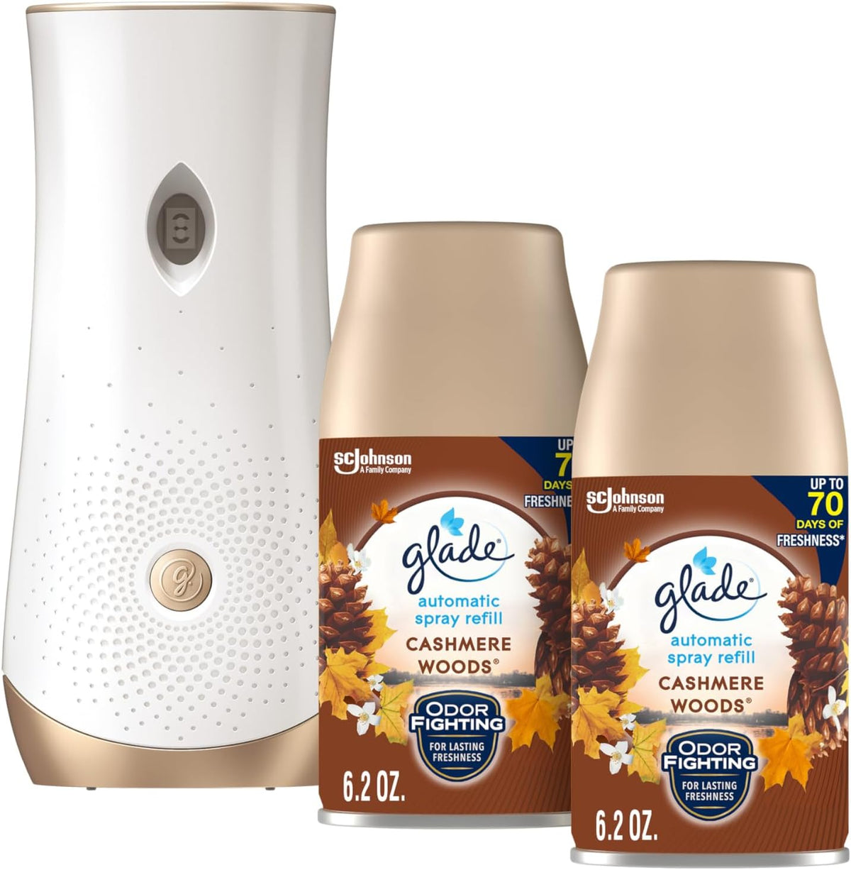 Glade Automatic Spray Holder + 2 Pack Refills - Cashmere Woods — 6 Per Case