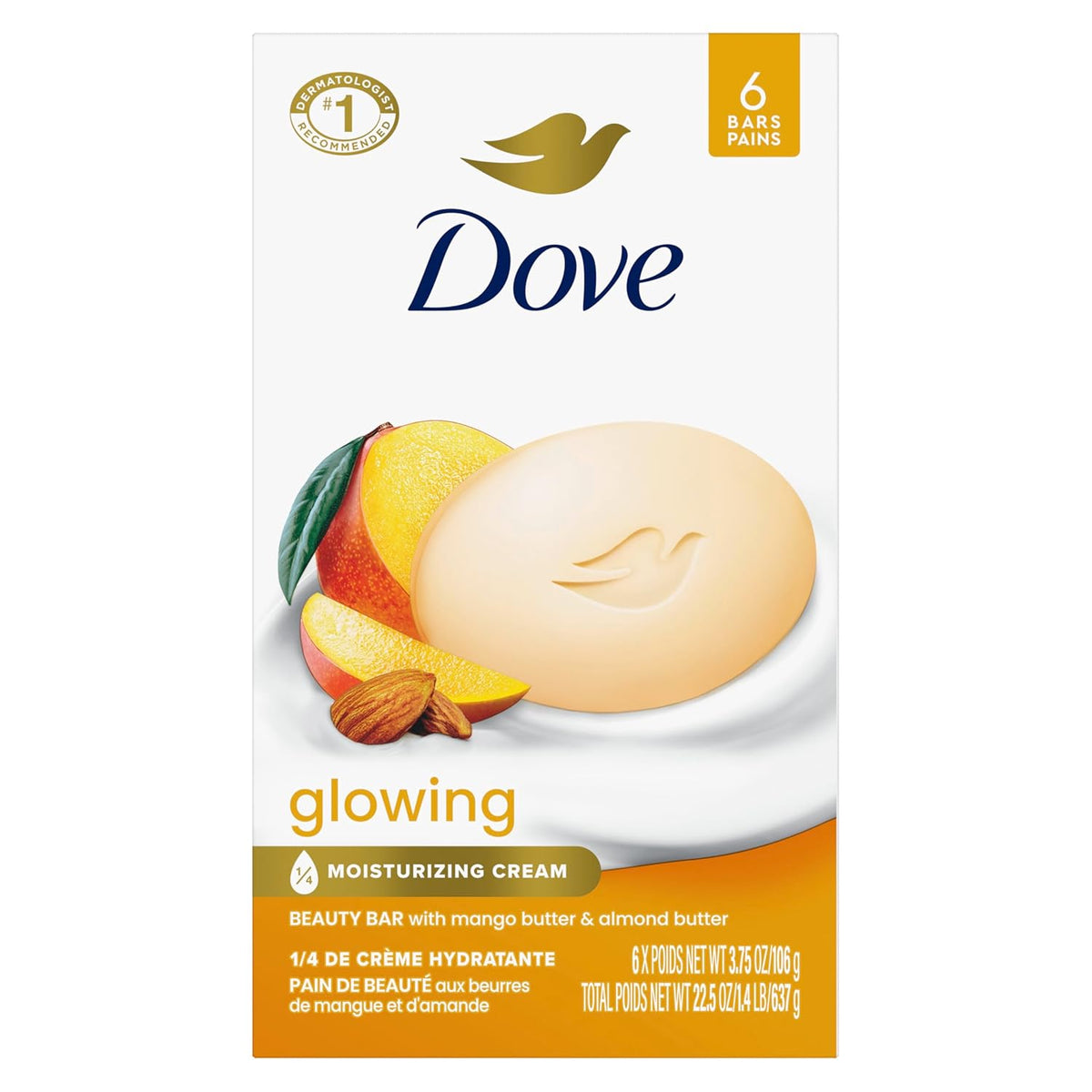 Dove Mango & Almond Bar, 6 Pack, 3.75 oz — 12 Per Case