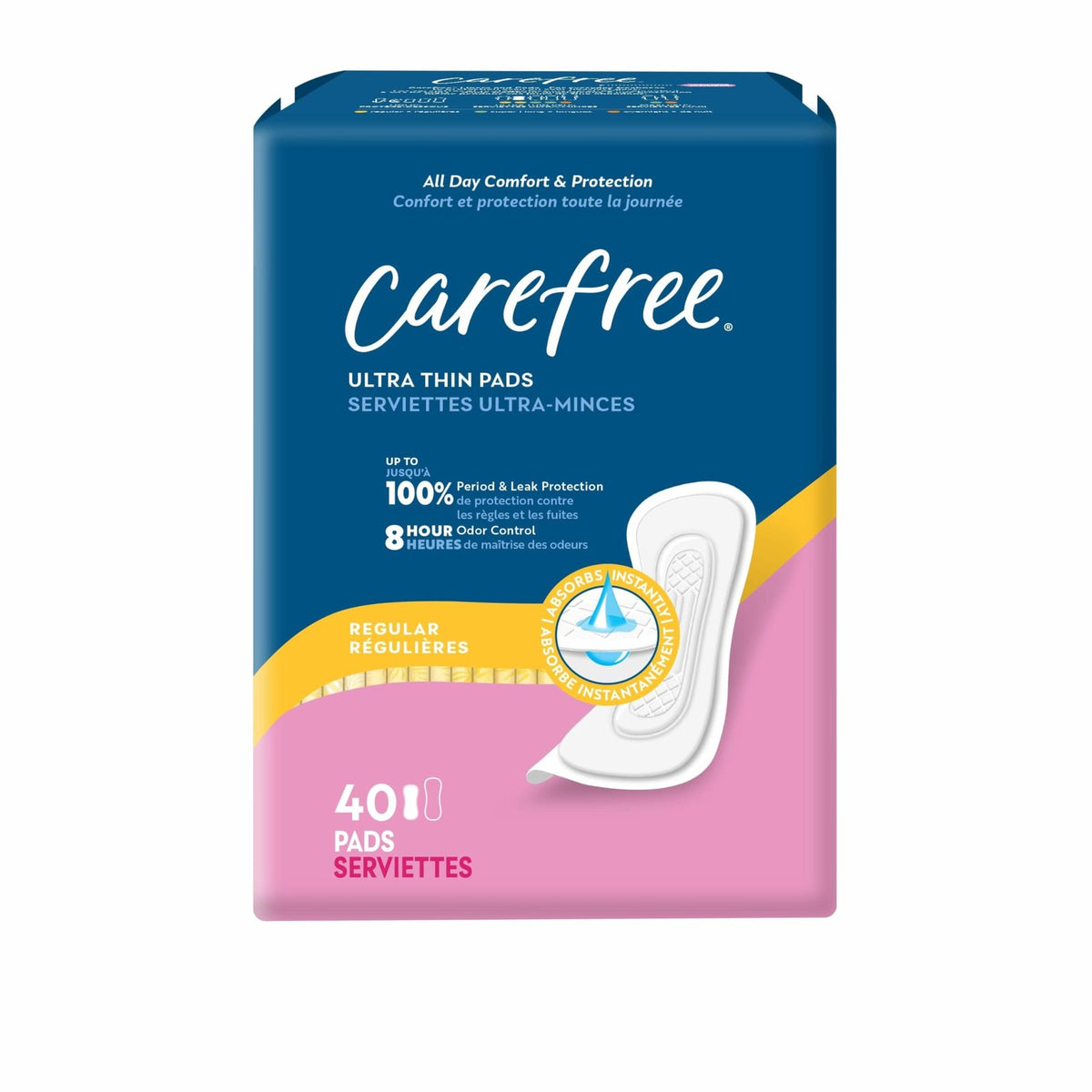 Carefree Ultra Thin Pads Without Wings (40 ct)/4pk