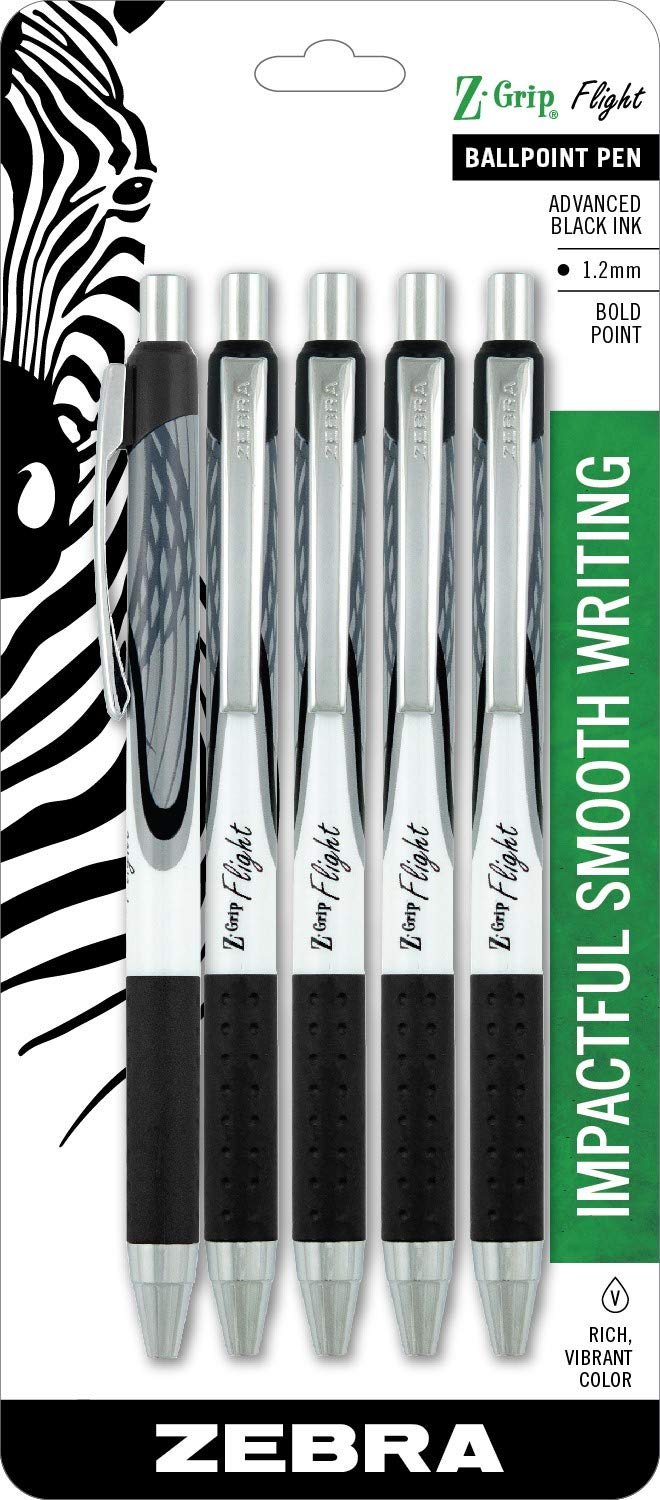 Zebra Z-Grip Flight Pens Bold Black (5 count)/48pk