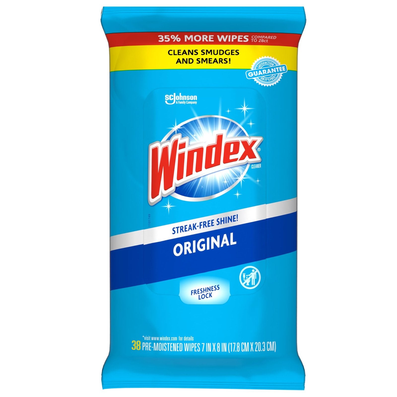 Windex Glass Cleaning Wipes Ammonia Free (38 ct)/12pk