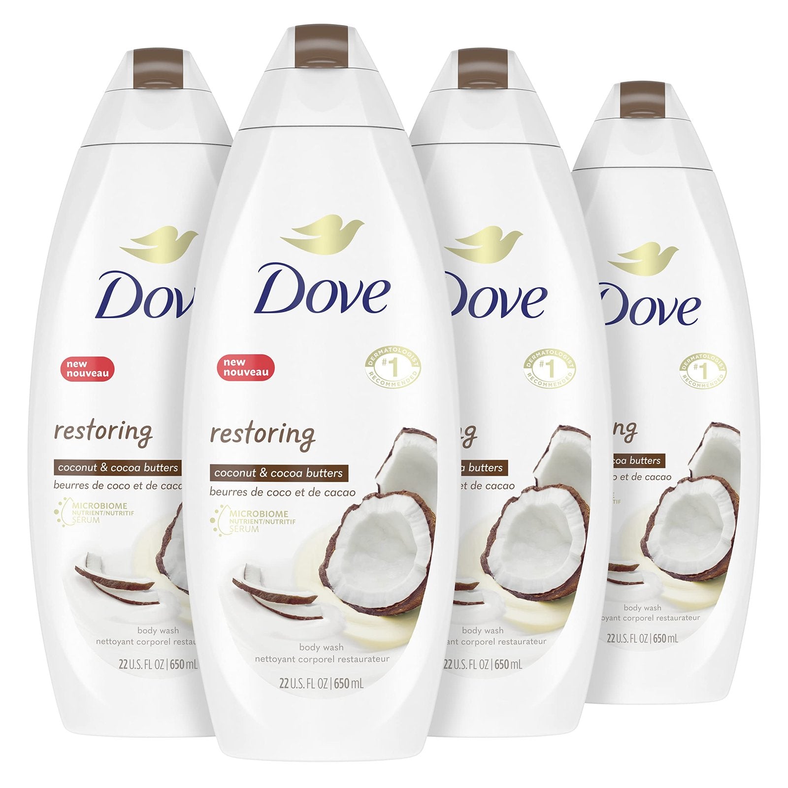 Dove Body Wash Coconut & Cocoa Butter (22 oz, 4-pack)/4pk