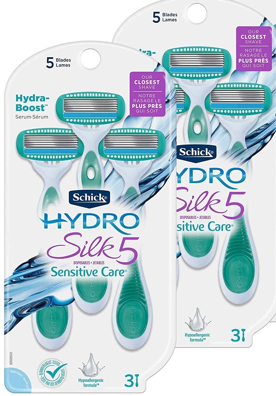 Schick Hydro Silk Disposable Razors for Women (3 Count, Pack of 2)/12pk