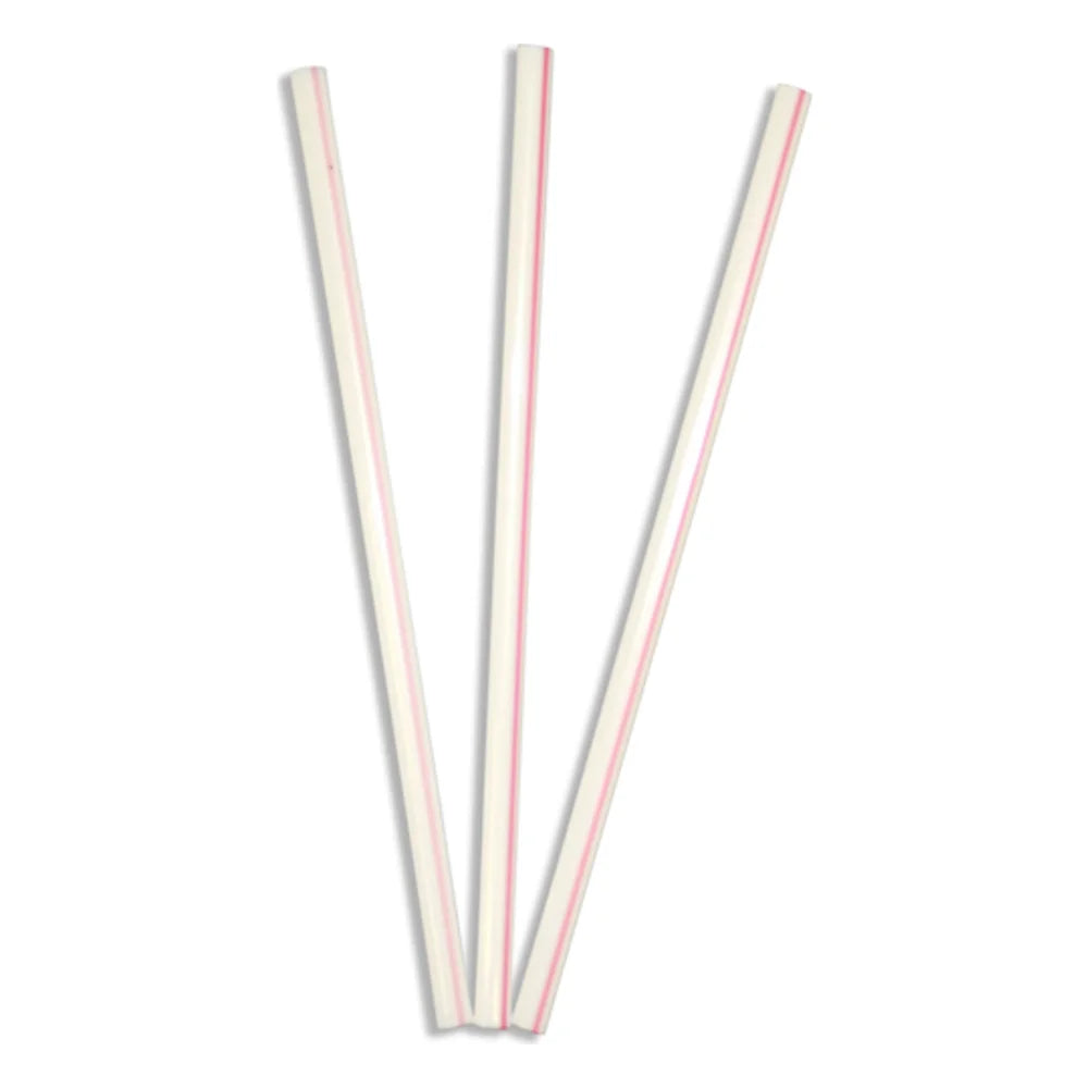 ACR 5 Inch White With Red Stripe Sip Straw — 10 Per Case