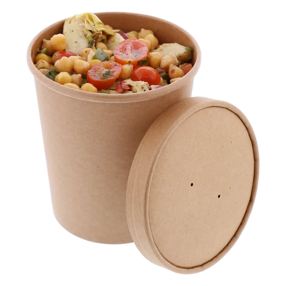 ACR 32Oz Kraft Paper Food Container With Lid, 250 Each — 250 Per Case