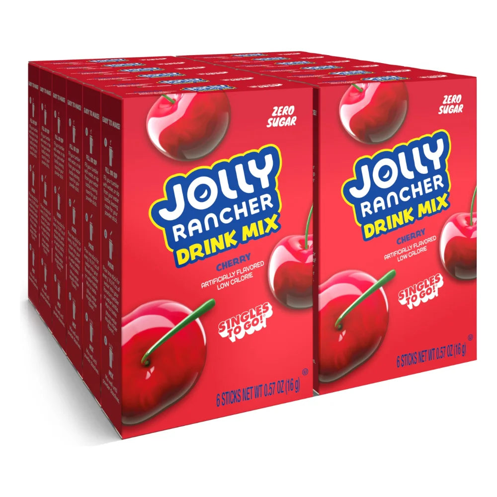 Jolly Rancher Cherry Low Calorie Drink Mix Singles To Go, 6 Count — 12 Per Case