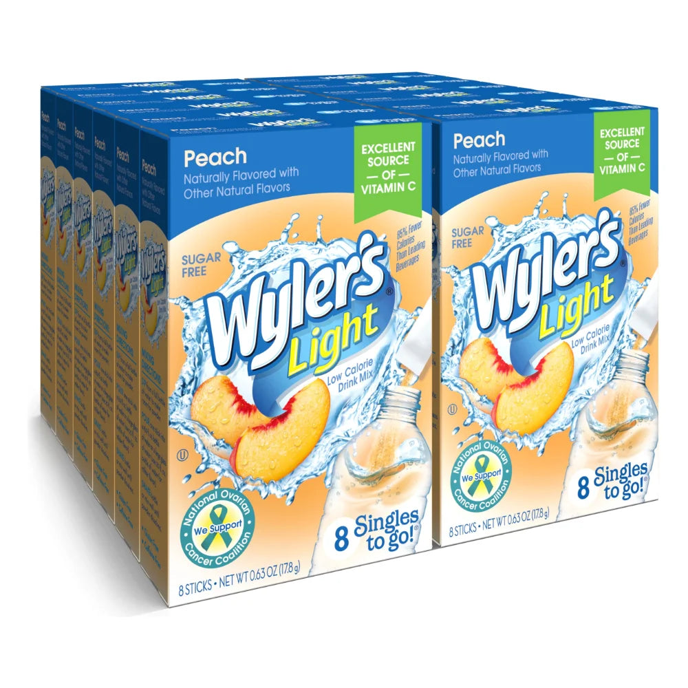 Wyler's Peach Drink Mix Singles To Go, 8 Count — 12 Per Case