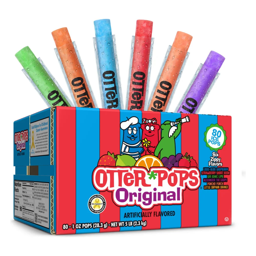 Otter Pops Raspberry; Strawberry; Lime; Grape; Punch; & Orange Ice Pops, 5 Pound — 1 Per Case