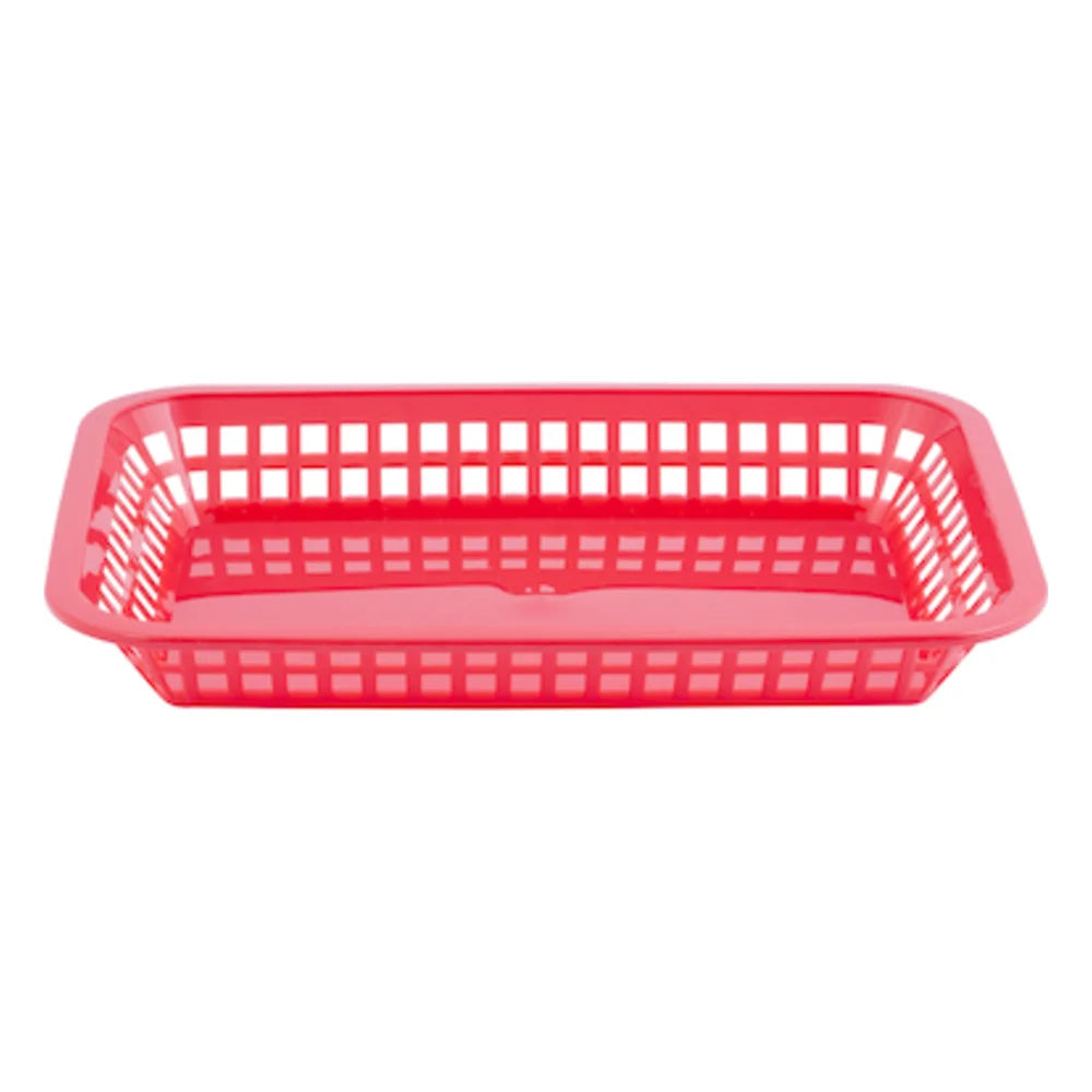 Tablecraft 10.75 Inch X 7.75 Inch X 1.5 Inch Grande Rectangular Red Plastic Basket — 1 Per Case