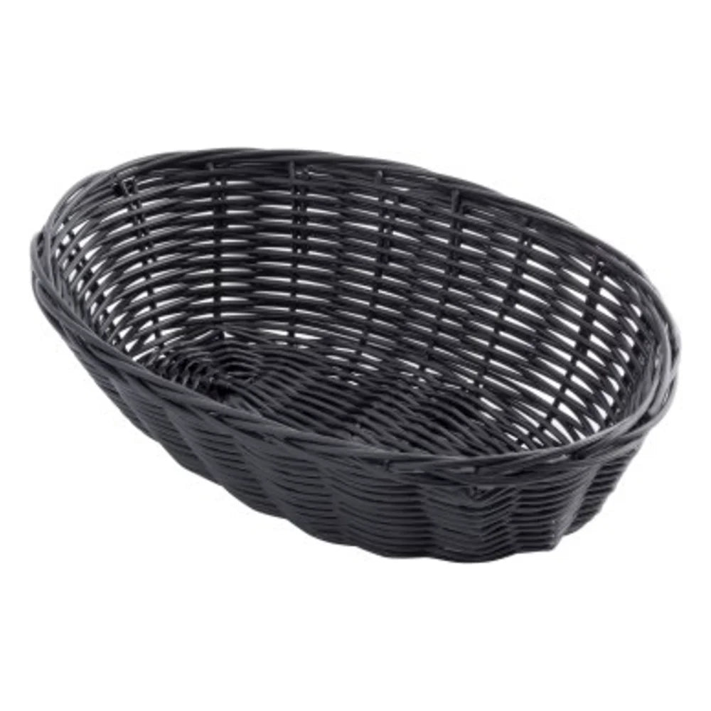 Tablecraft 9 Inch X 6 Inch X 2.25 Inch Oval Black Plastic Basket — 1 Per Case