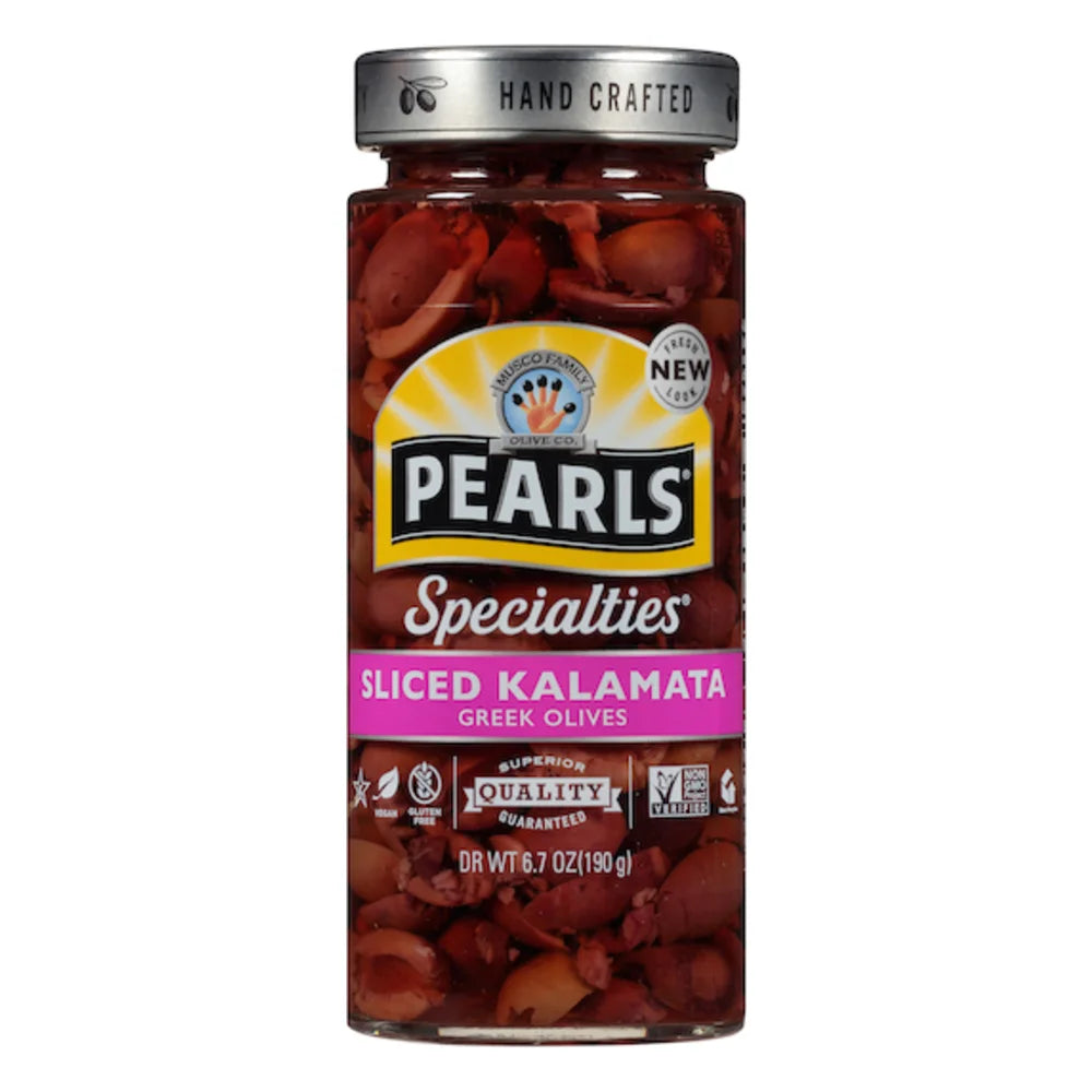 Pearls Sliced Kalamata Olives Jar, 6.7 Ounce — 6 Per Case