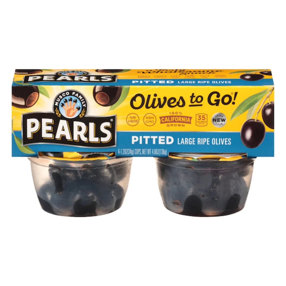 Pearls Black Pitted Olives To Go, 4.8 Ounce — 6 Per Case