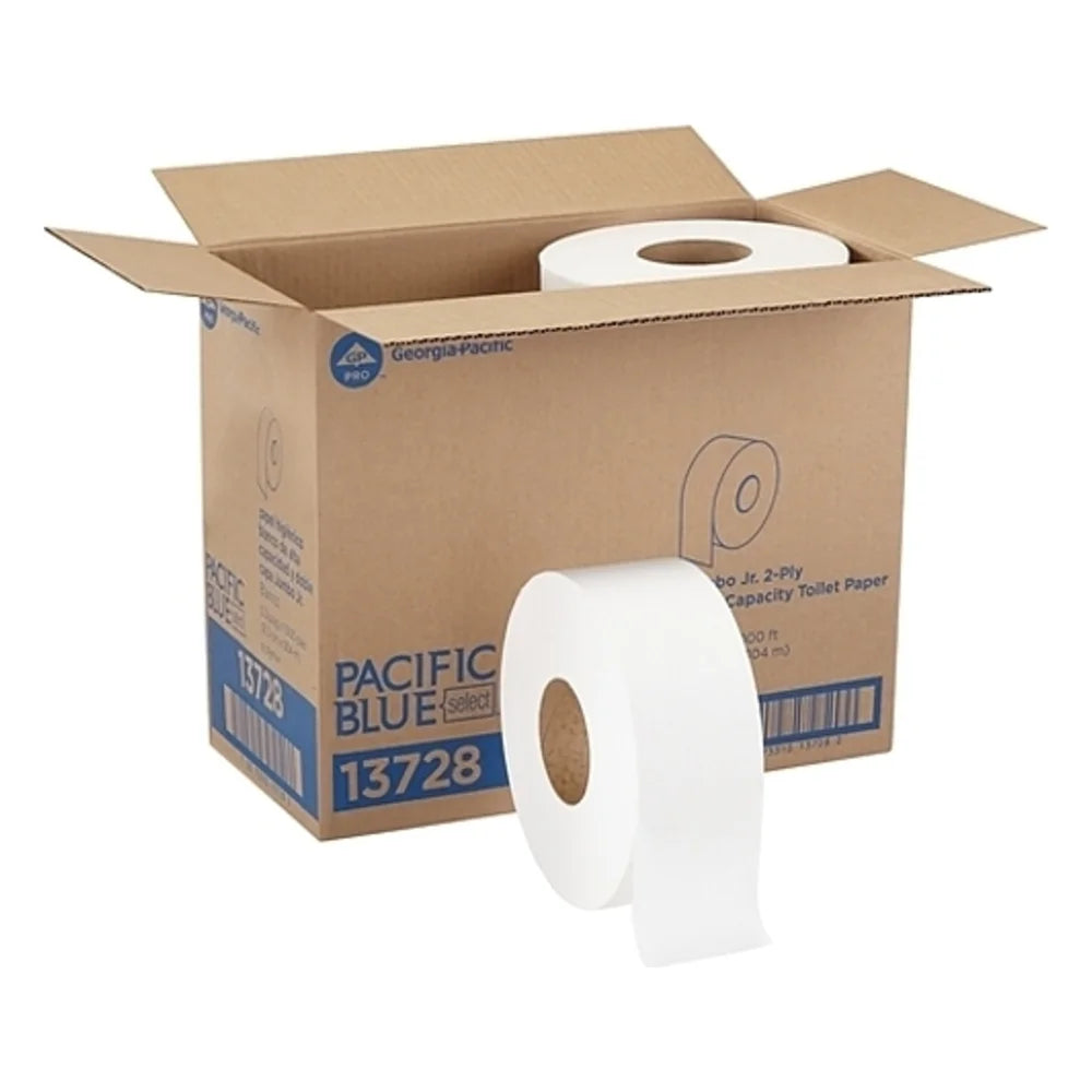 Pacific Blue Select Jumbo Jr. 2-Ply Toilet Paper White, 1 Count — 8 Per Case