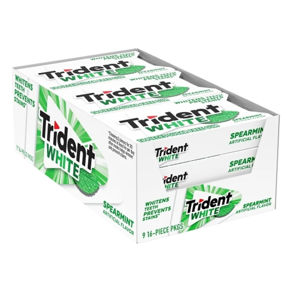 Trident Sugar Free White Spearmint Gum, 16 Count — 162 Per Case
