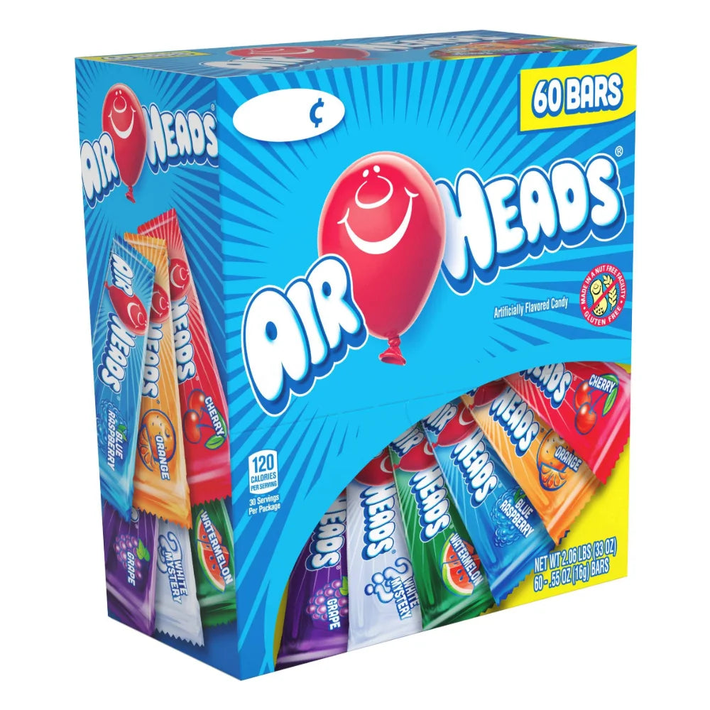 Airheads Grape, Orange, Cherry, Blue Raspberry, White Mystery And Watermelon Assorted Bars, 720 Count — 1 Per Case