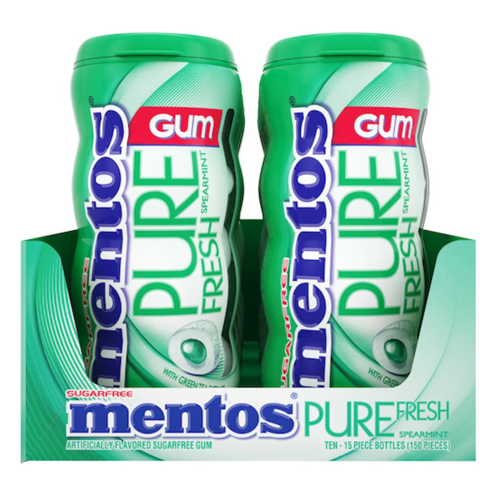 Mentos Pure Fresh Spearmint Sugar Free Gum, 15 Piece — 120 Per Case