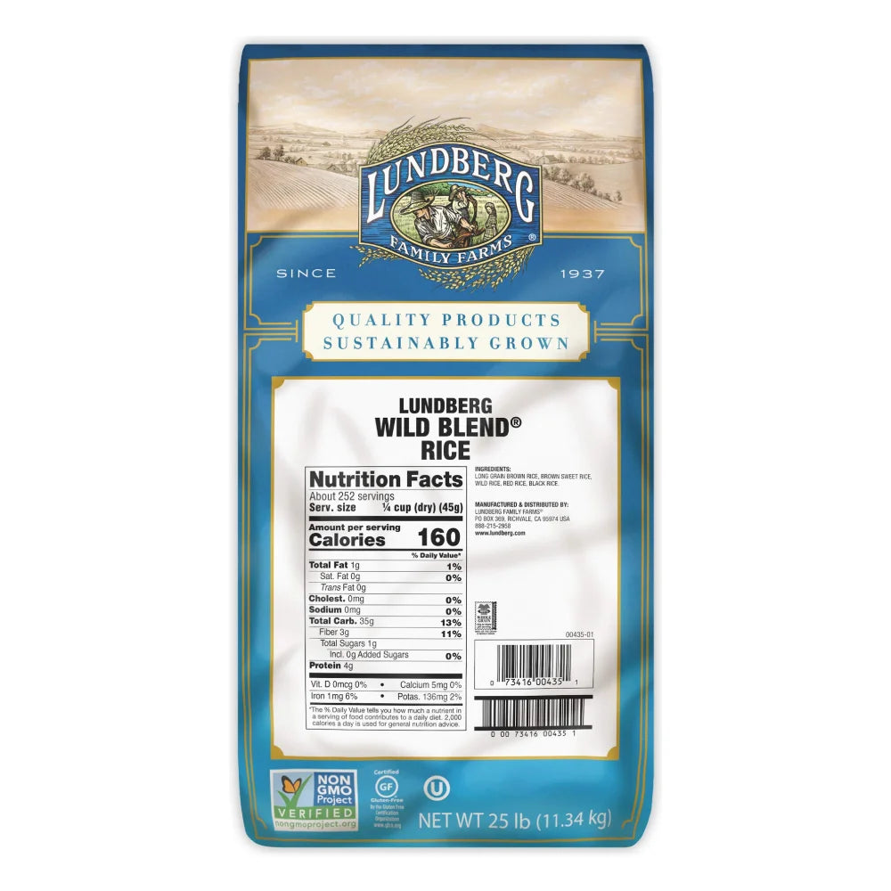 Lundberg Family Farms Eco-Farmed Wild Blend Rice, 25 Pound — 1 Per Case