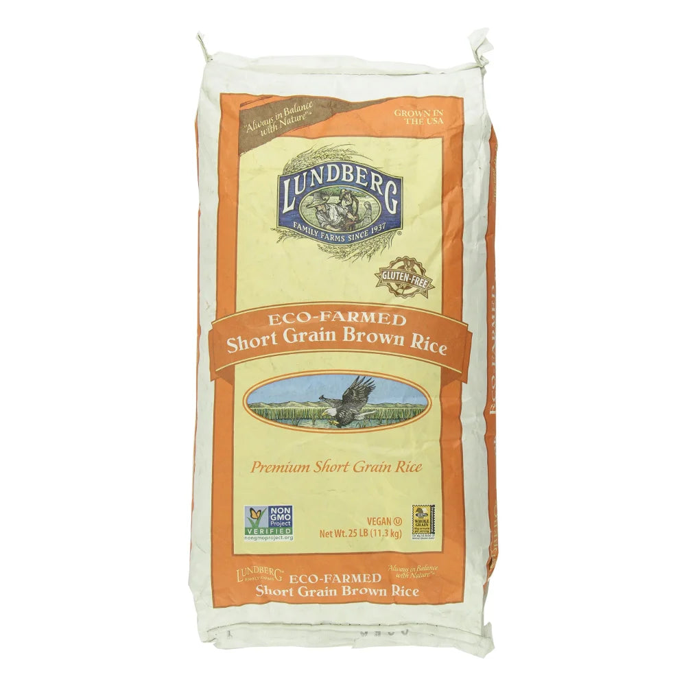 Lundberg Family Farms Eco-Farmed Short Grain Brown Rice, 25 Pound — 1 Per Case