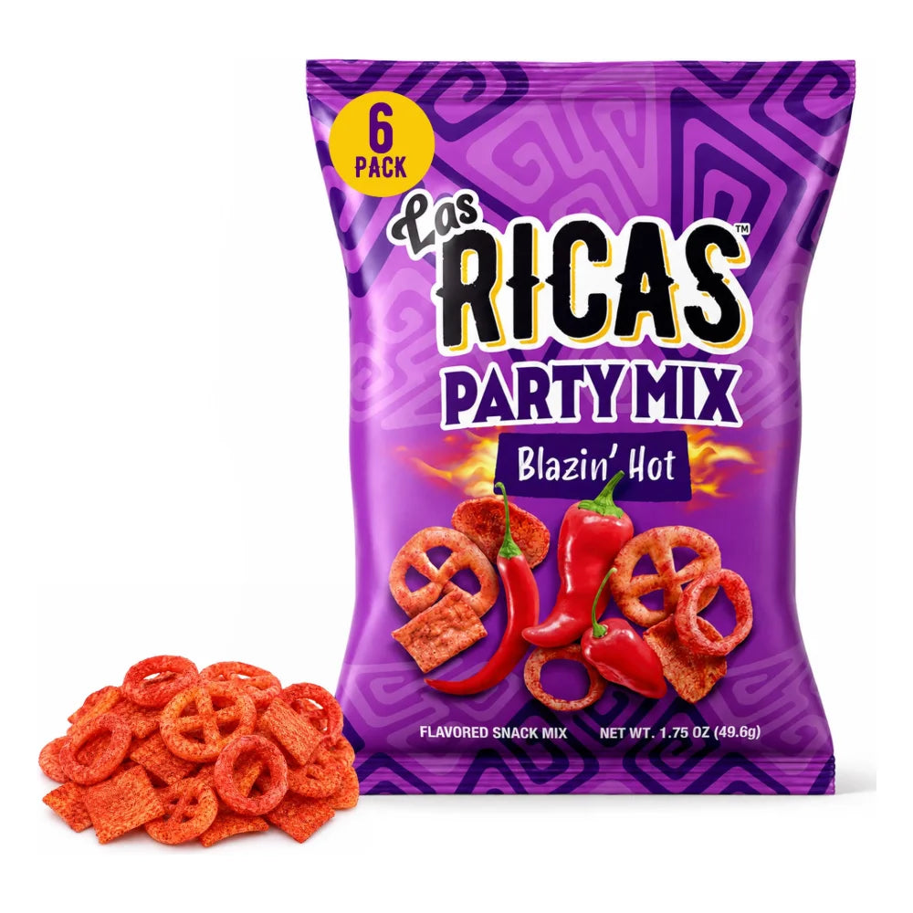 Las Ricas Blazin Hot Party Mix Puffed Snack, 1.75 Ounce — 6 Per Case
